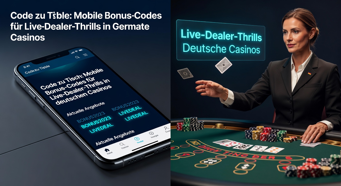 Smartphone mit Live-Dealer-Tischspiel in einem deutschen Online-Casino, Bonus-Code-Eingabe sichtbar