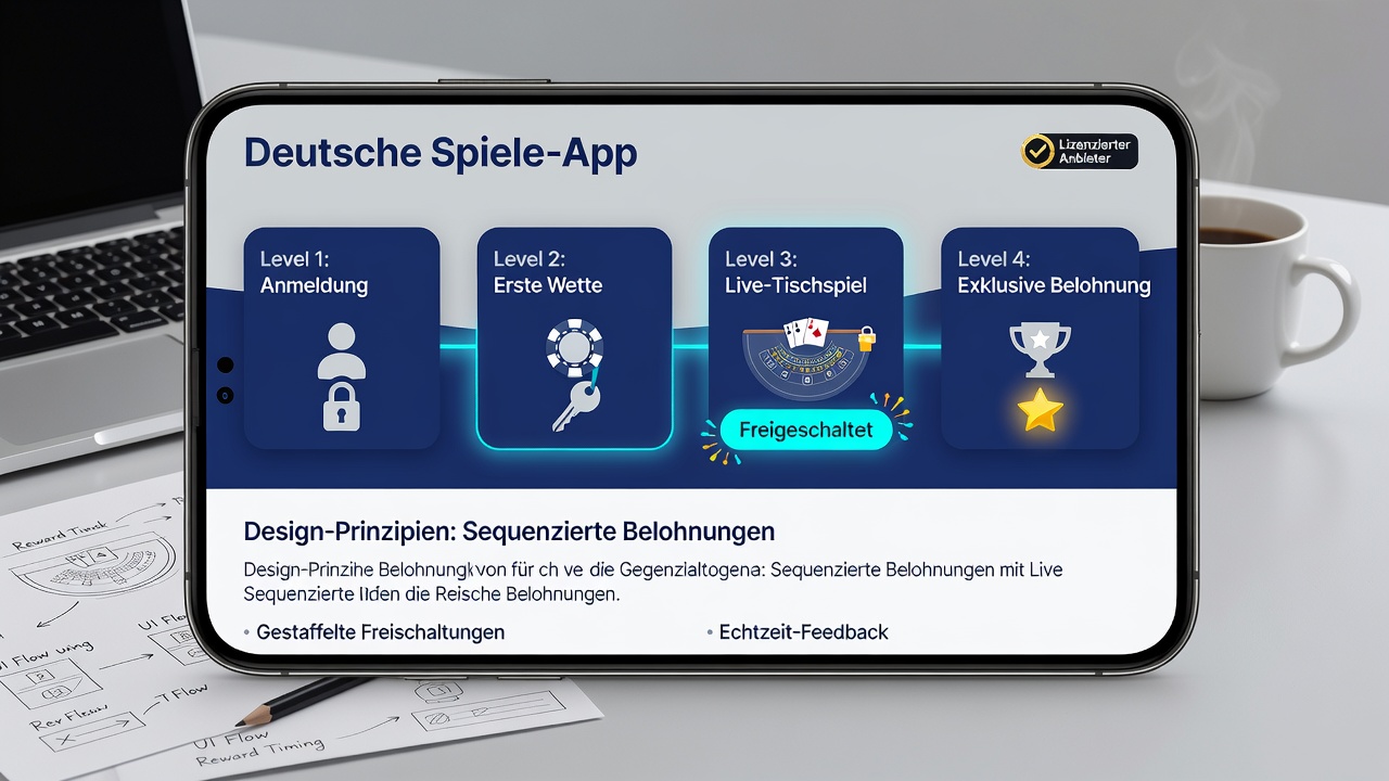 App-Interface mit gestaffelten Belohnungselementen für Live-Tischspiele in deutschen Casinos