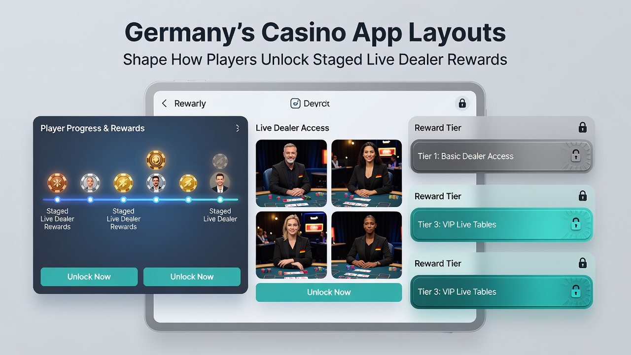 Detailansicht einer gestaffelten Belohnungsübersicht in einer deutschen Casino-App für Live-Dealer-Spiele