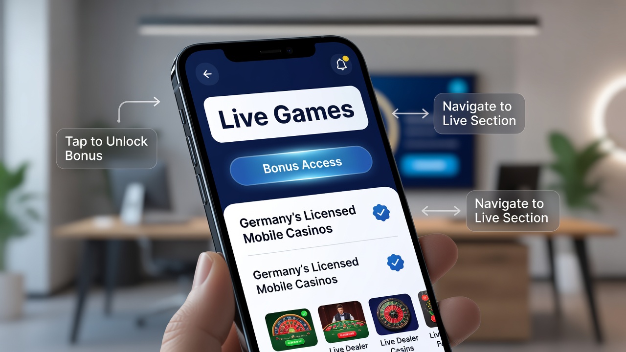 App-Layout mit integrierten Bonus-Navigationselementen für Live-Spiele in einem deutschen Casino