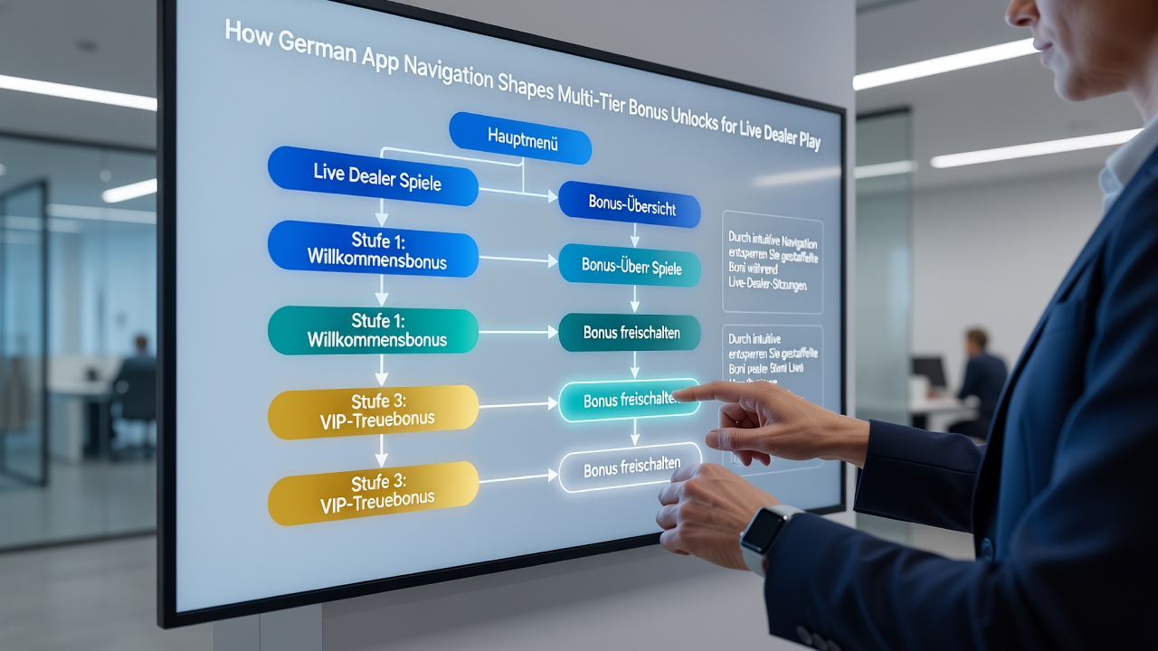 Detailansicht einer App-Oberfläche mit Live-Dealer-Tisch und Bonus-Fortschrittsanzeige