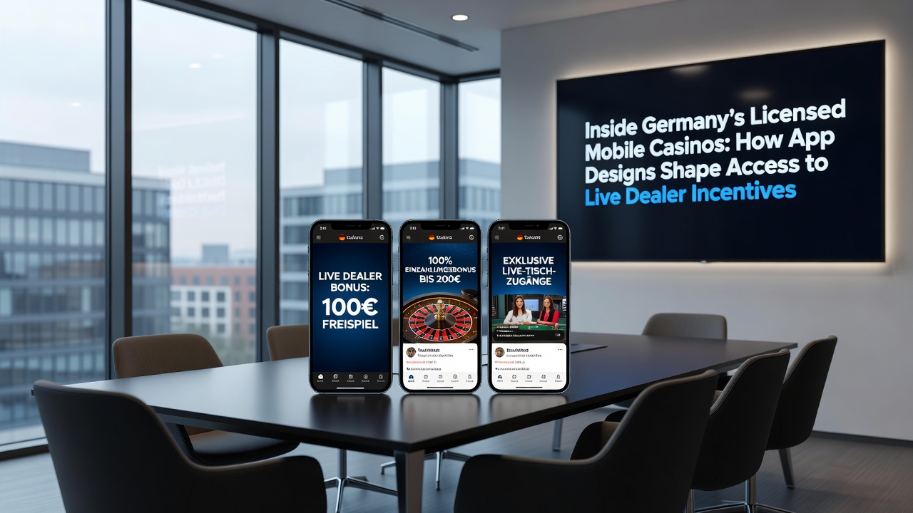 Detailansicht einer mobilen Casino-App mit Live-Dealer-Bereich und integrierten Anreiz-Elementen
