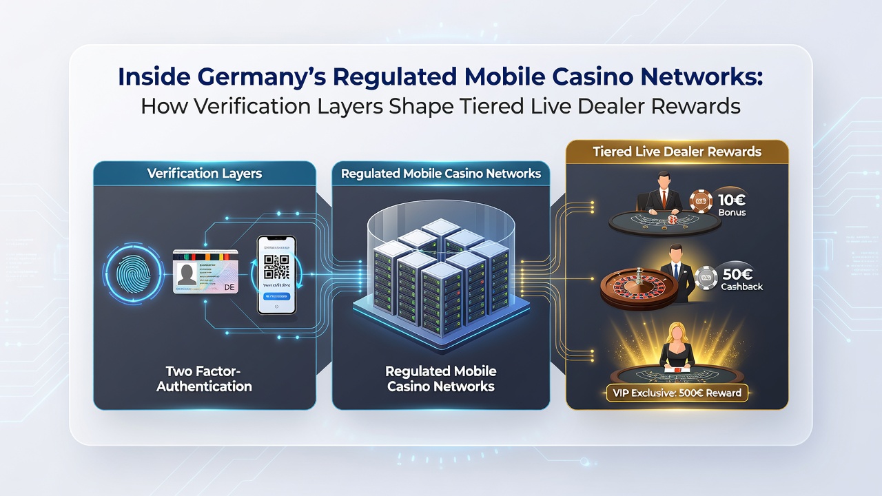 Illustration der Verifizierungsschichten in deutschen mobilen Casino-Netzwerken und deren Einfluss auf Live-Dealer-Belohnungen