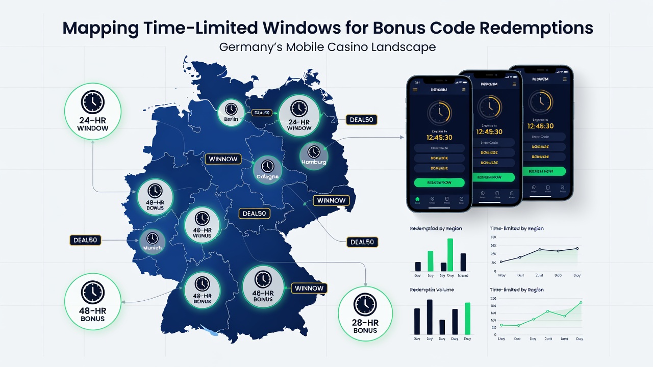 Darstellung von App-Design-Elementen und Zeitfenstern für Bonus-Codes
