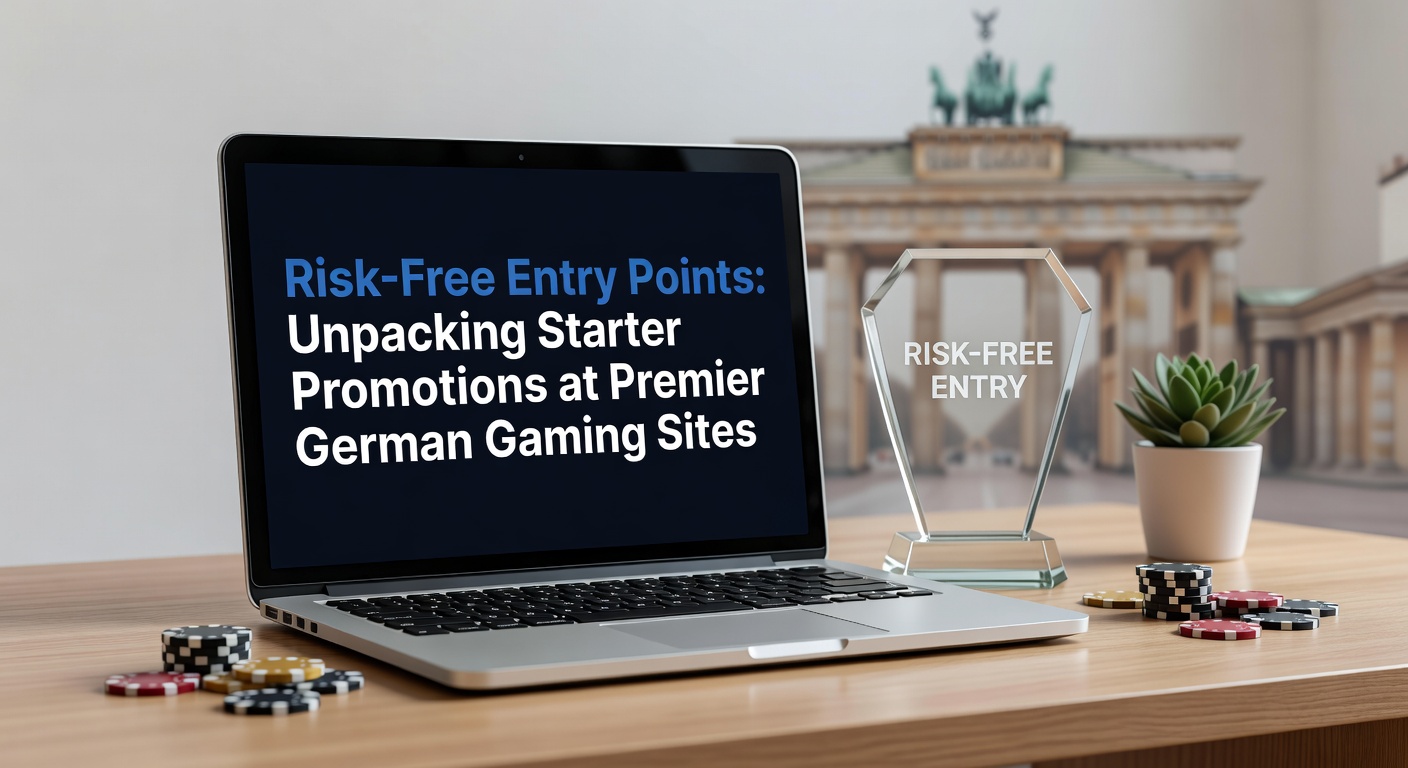 Grafik mit risikofreien Gaming-Starterangeboten, darunter No-Deposit-Boni und Free Spins bei deutschen Plattformen