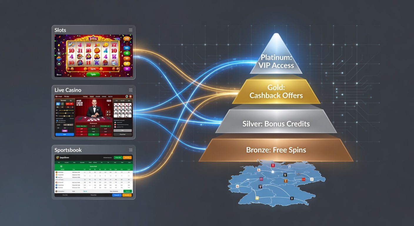 Darstellung von App-Interface-Elementen und Belohnungsstufen in mobilen Casinos