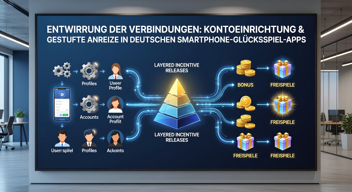 Darstellung von Kontoeinrichtung und gestaffelten Anreizen in mobilen Glücksspiel-Apps